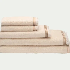 Drap de douche frangé en coton 70x140cm - blanc écru