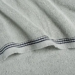 Drap de douche frangé en coton 70x140cm - bleu littoral