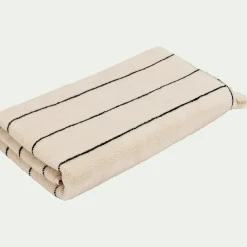 Drap de douche rayé en coton 70x140cm - beige