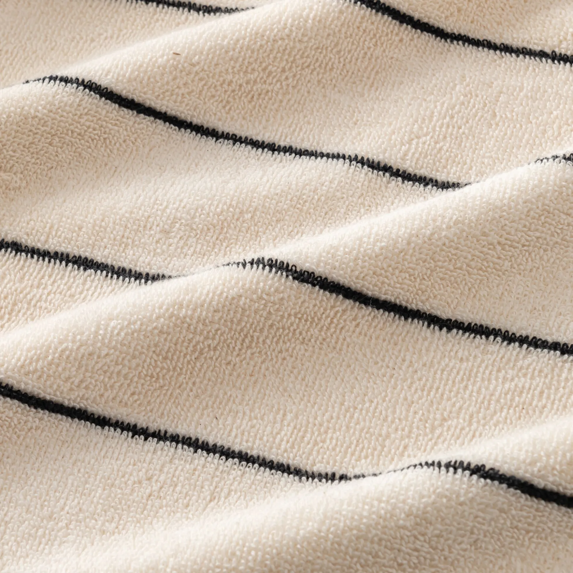 Drap de douche rayé en coton 70x140cm - beige