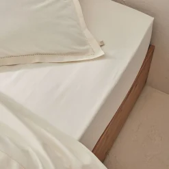 Drap housse en coton bio 90x200cm b30cm - blanc ventoux