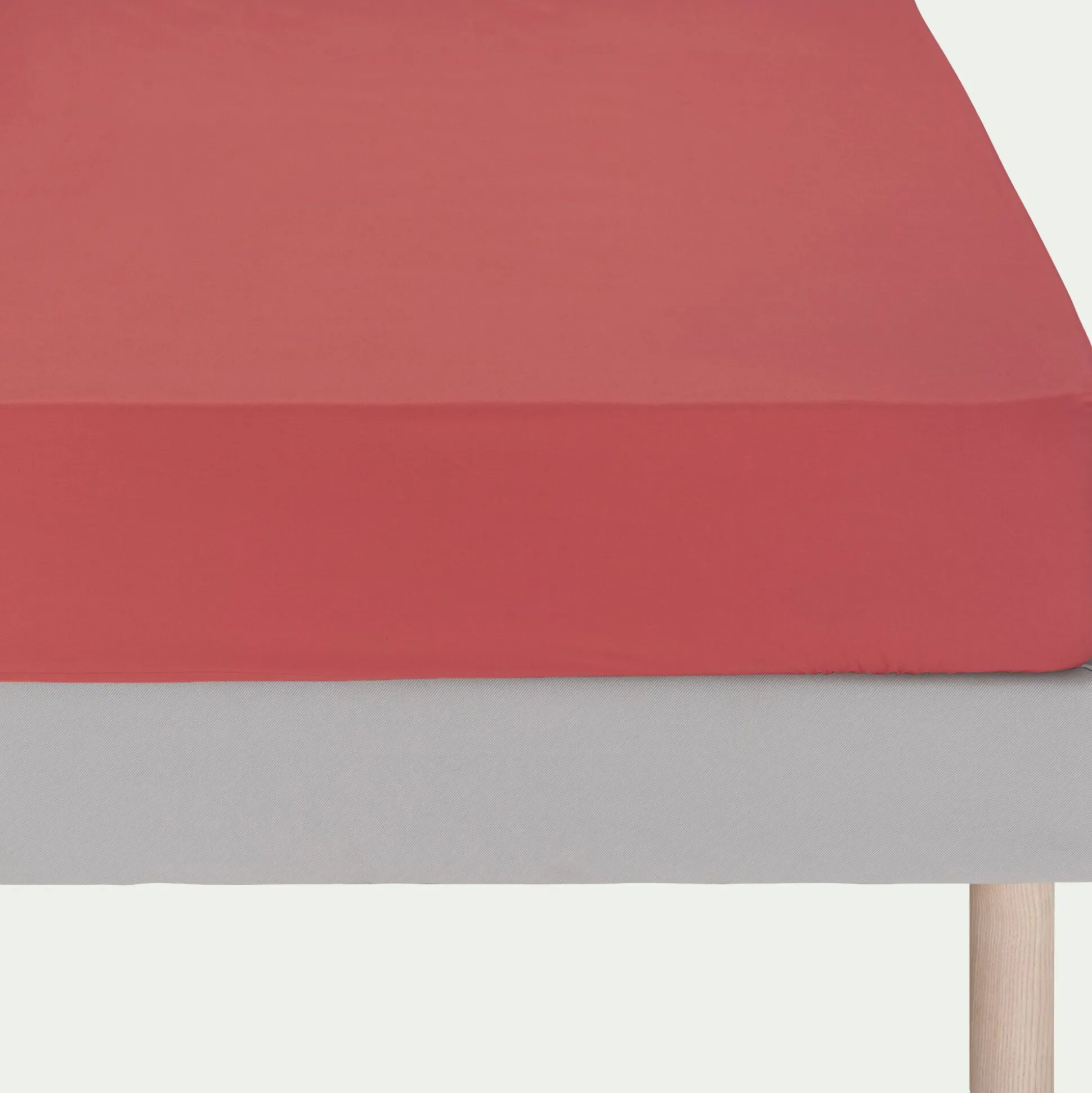 Drap housse en coton 140x200cm B30cm - rose framboise