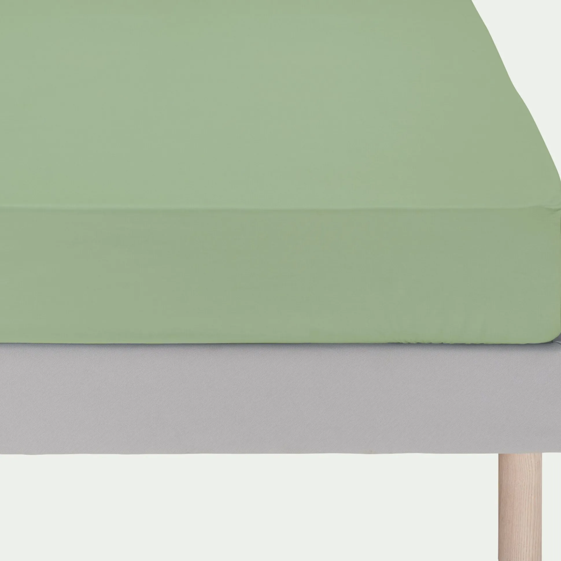 Drap housse en coton 140x200cm B30cm - vert pistache