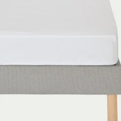Drap housse en coton 90x200cm B25cm - blanc