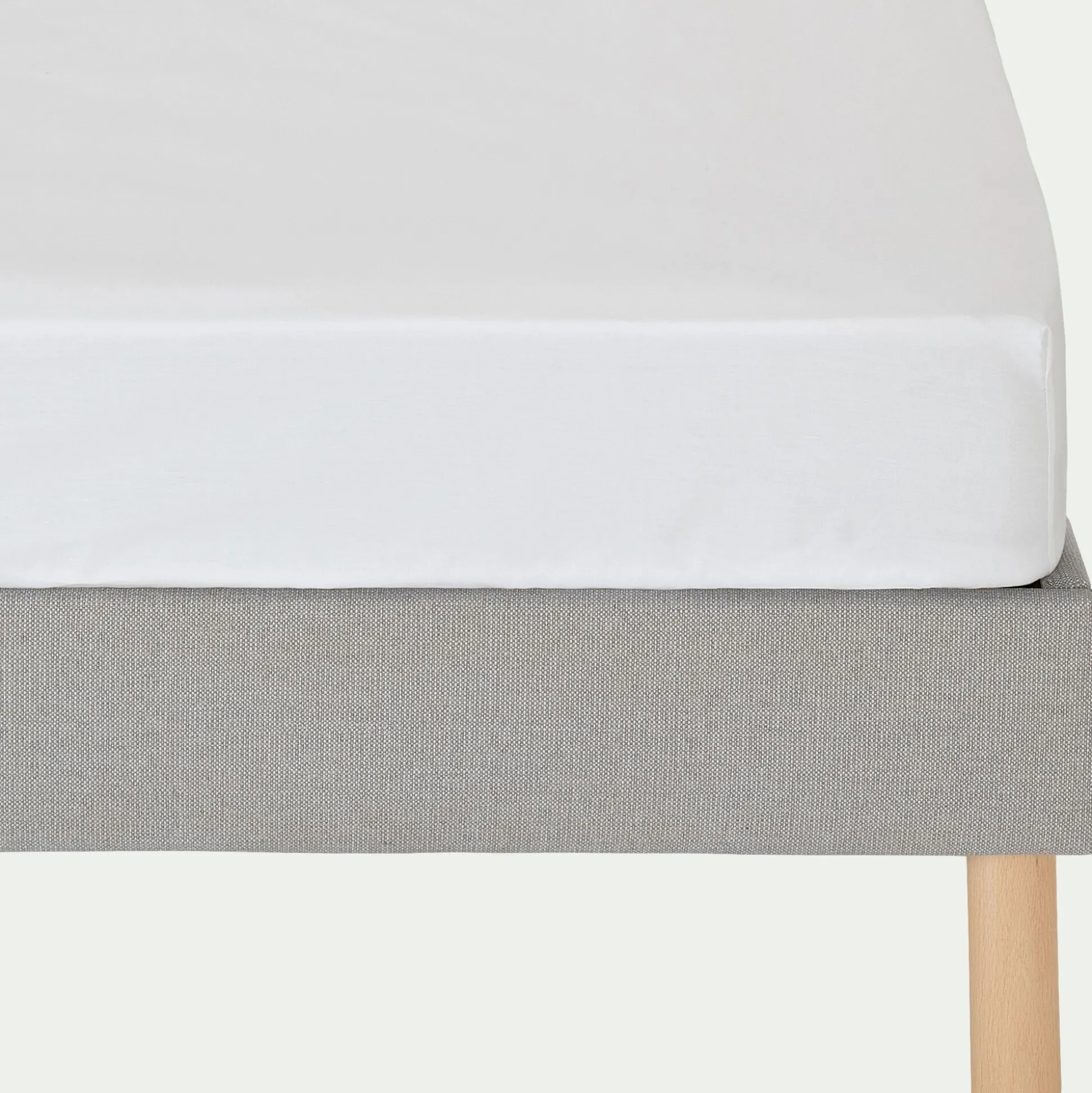 Drap housse en coton 90x200cm B25cm - blanc