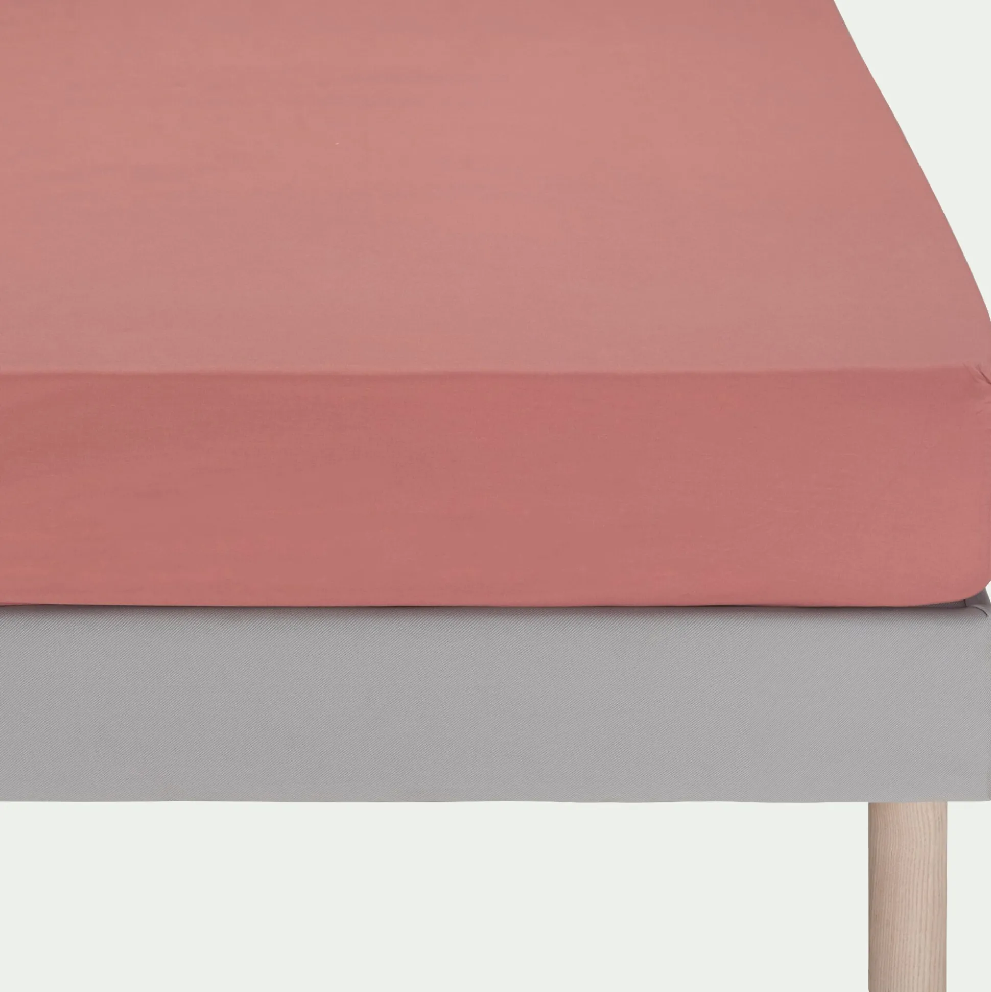 Drap housse en coton 90x200cm b25cm - rouge ricin