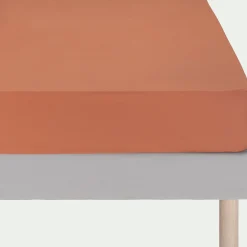 Drap housse en coton 90x200cm b25cm - brun rustrel