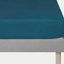 Drap housse en lin lavé 140x200cm B28cm - bleu figuerolles