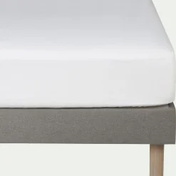 Drap housse en lin lavé 140x200cm B28cm - blanc capelan