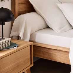 Drap housse en lin lavé 140x200cm B28cm - blanc capelan