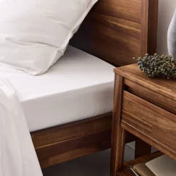 Drap housse en percale de coton 140x200cm B30cm - blanc