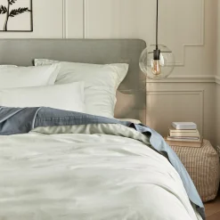 Drap housse en satin lavé 140x200cm B30cm - vert opaline