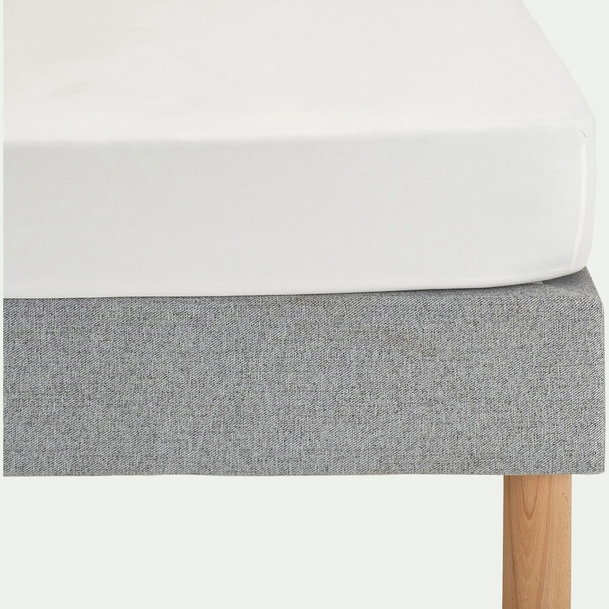 Drap housse en satin lavé 140x200cm B30cm - blanc ventoux