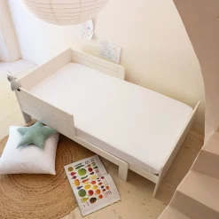 Drap housse enfant en coton 90x170+B15cm - blanc