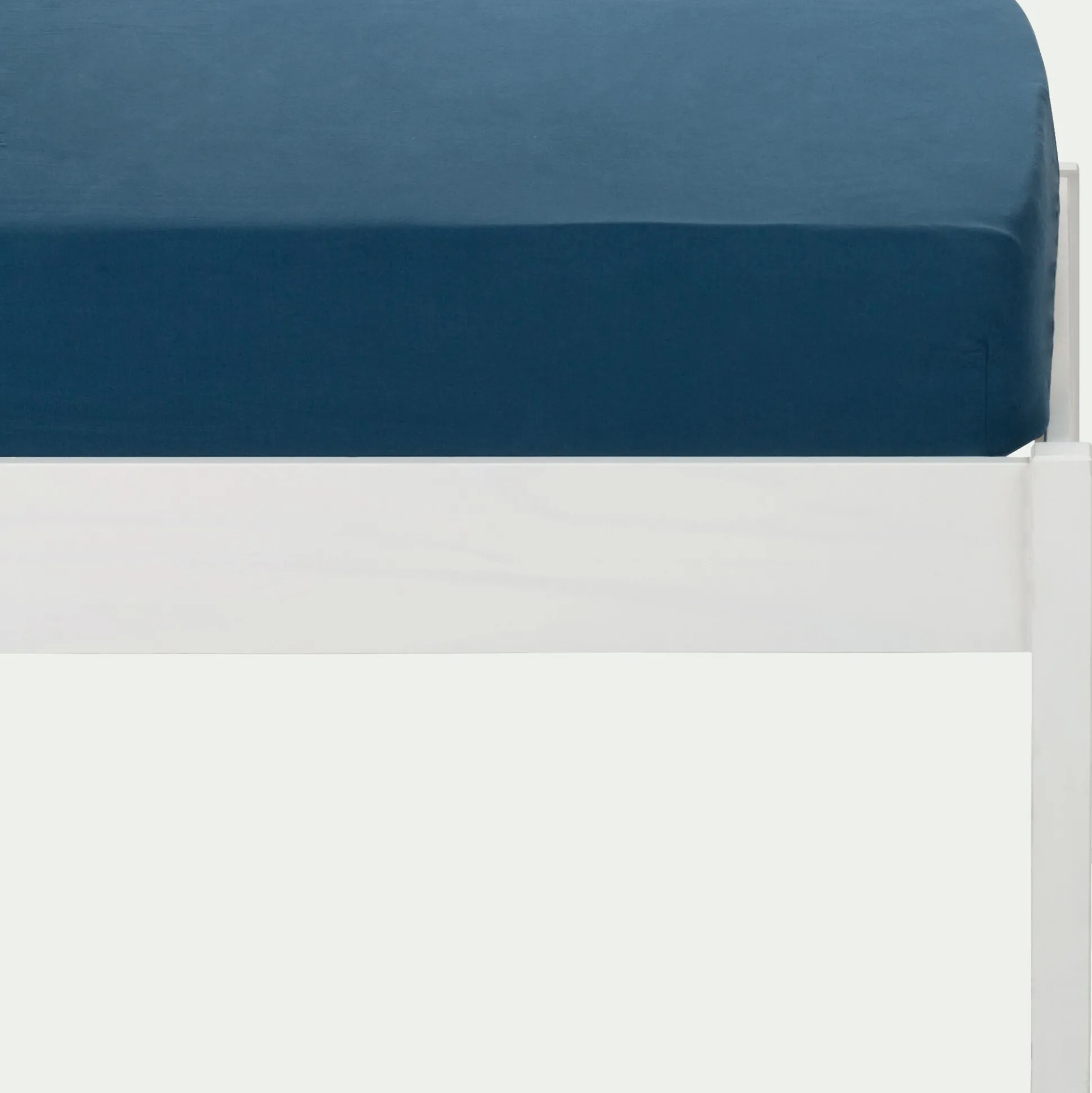 Drap housse enfant en coton 90x200+B20cm - bleu figuerolles