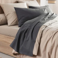 Drap plat en coton 270x300cm - gris ardoise