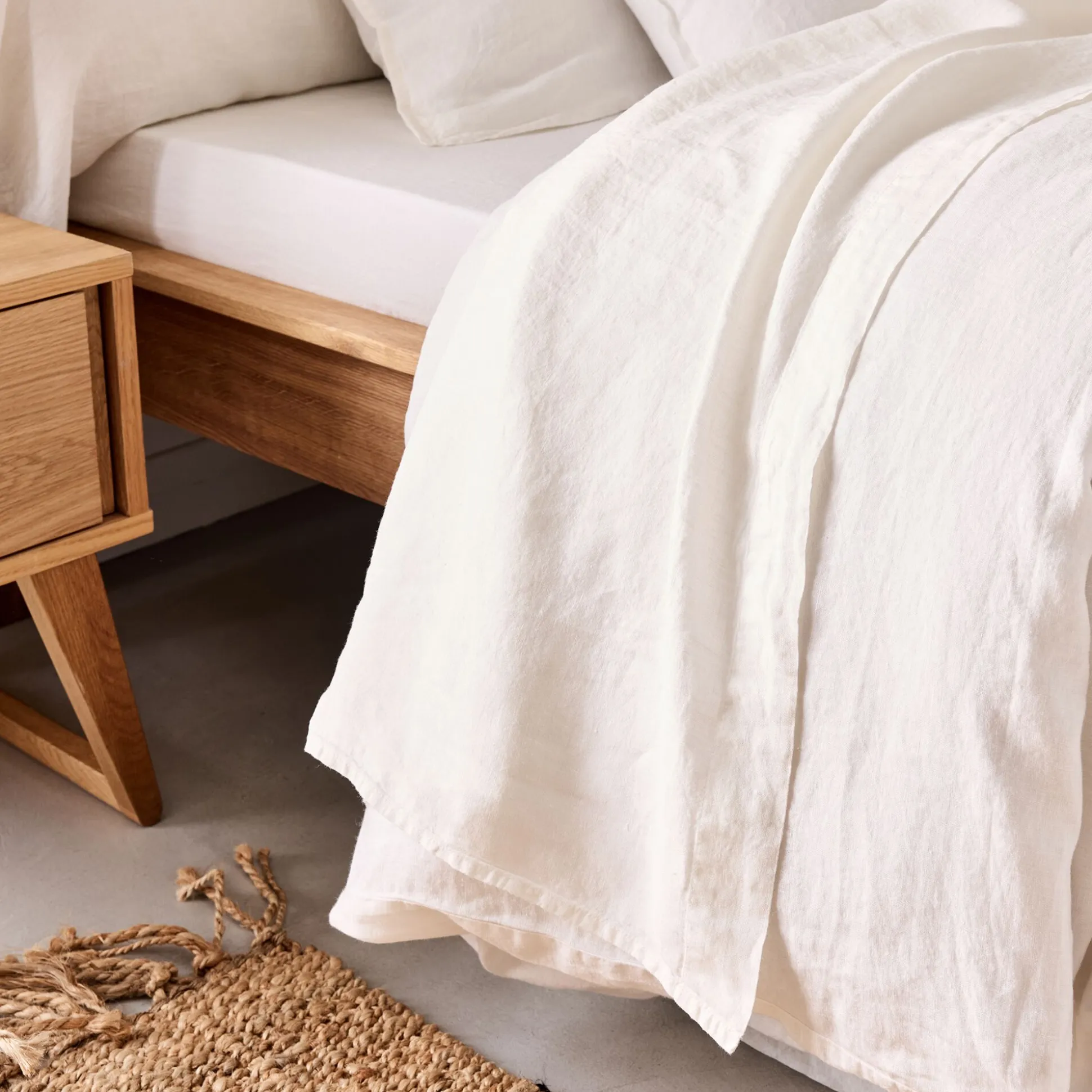 Drap plat en lin lavé 270x300cm - blanc capelan