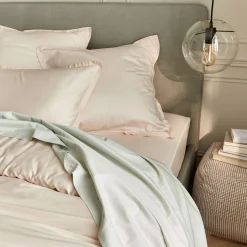 Drap plat en satin lavé 270x300cm - vert opaline