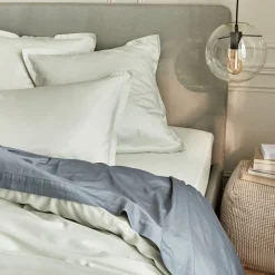 Drap plat en satin lavé 270x300cm - bleu orage