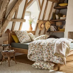 Édredon avec pompons en coton 100x180cm - beige