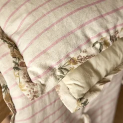 Édredon avec pompons en coton 100x180cm - beige