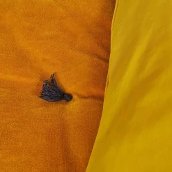 Édredon en velours de coton 100x180cm piquage pompons - jaune