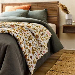 Édredon 100x180cm motif Provence en coton - marron