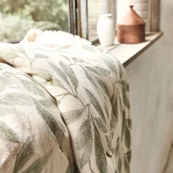 Edredon en coton motif végétal 100x180cm - beige