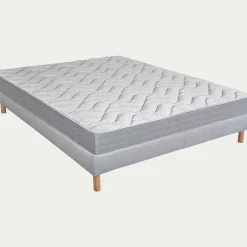 Ensemble matelas équilibré en mousse et sommier tapissier ferme - blanc