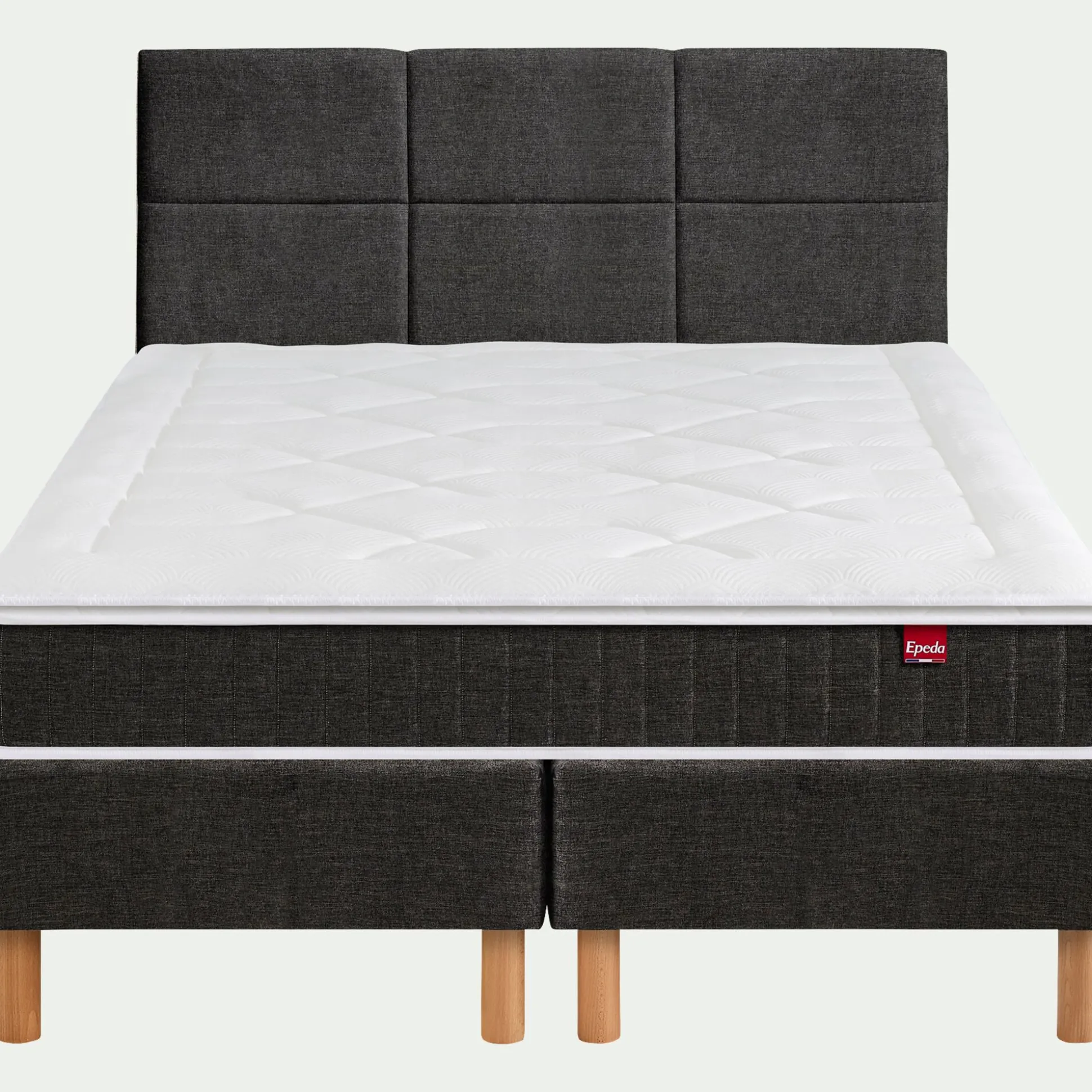 Ensemble matelas ressorts+sommier ferme Epeda H68cm 2x80x200cm - gris