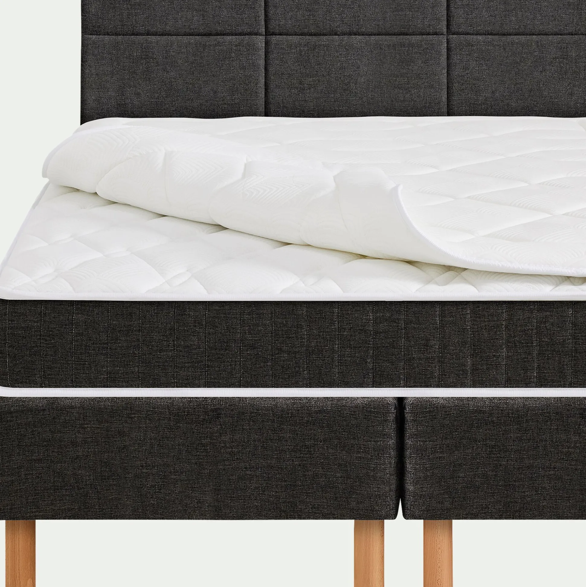 Ensemble matelas ressorts+sommier ferme Epeda H68cm 2x80x200cm - gris