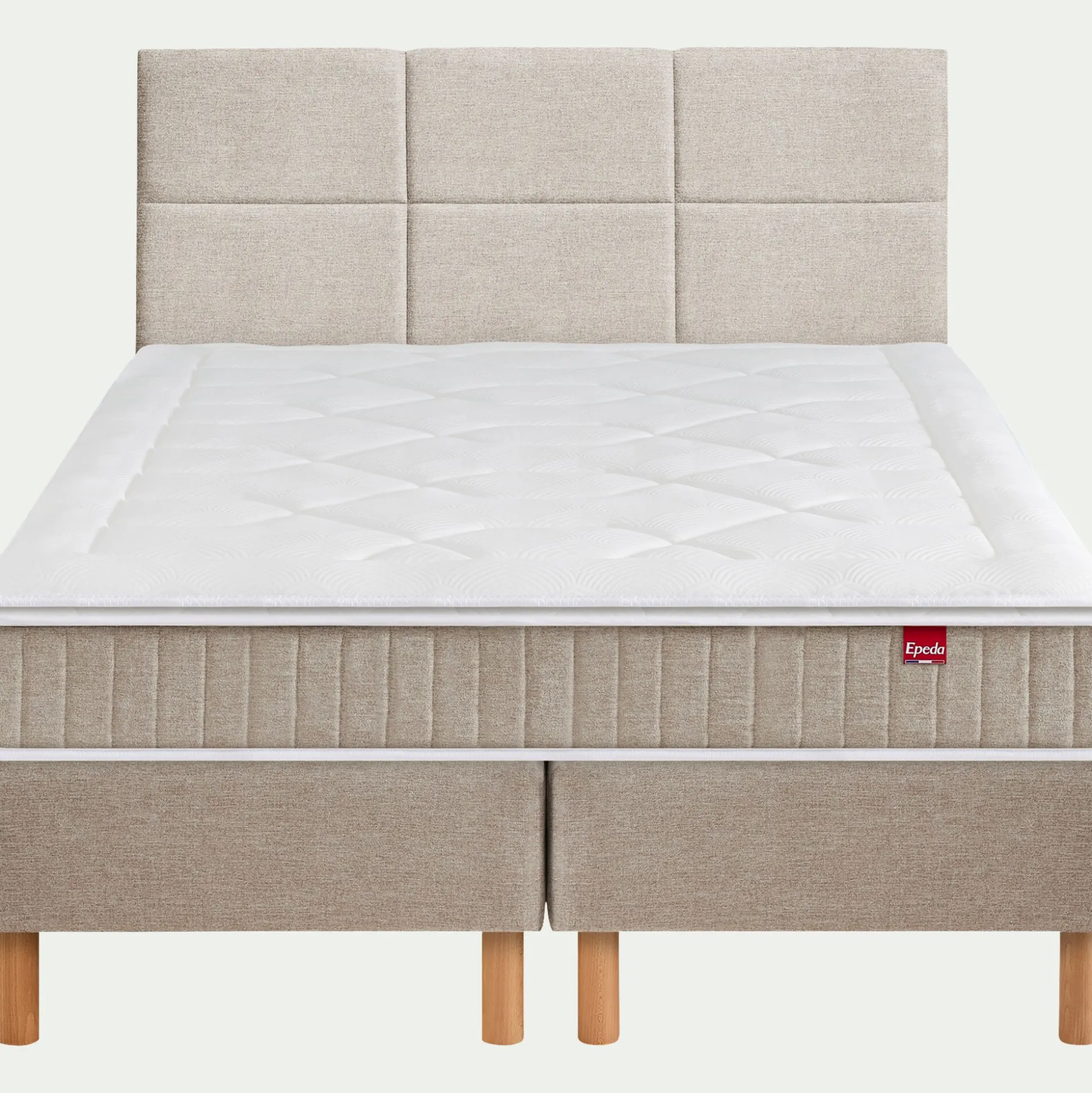Ensemble matelas ressorts+sommier ferme Epeda H68cm 2x80x200cm - grège