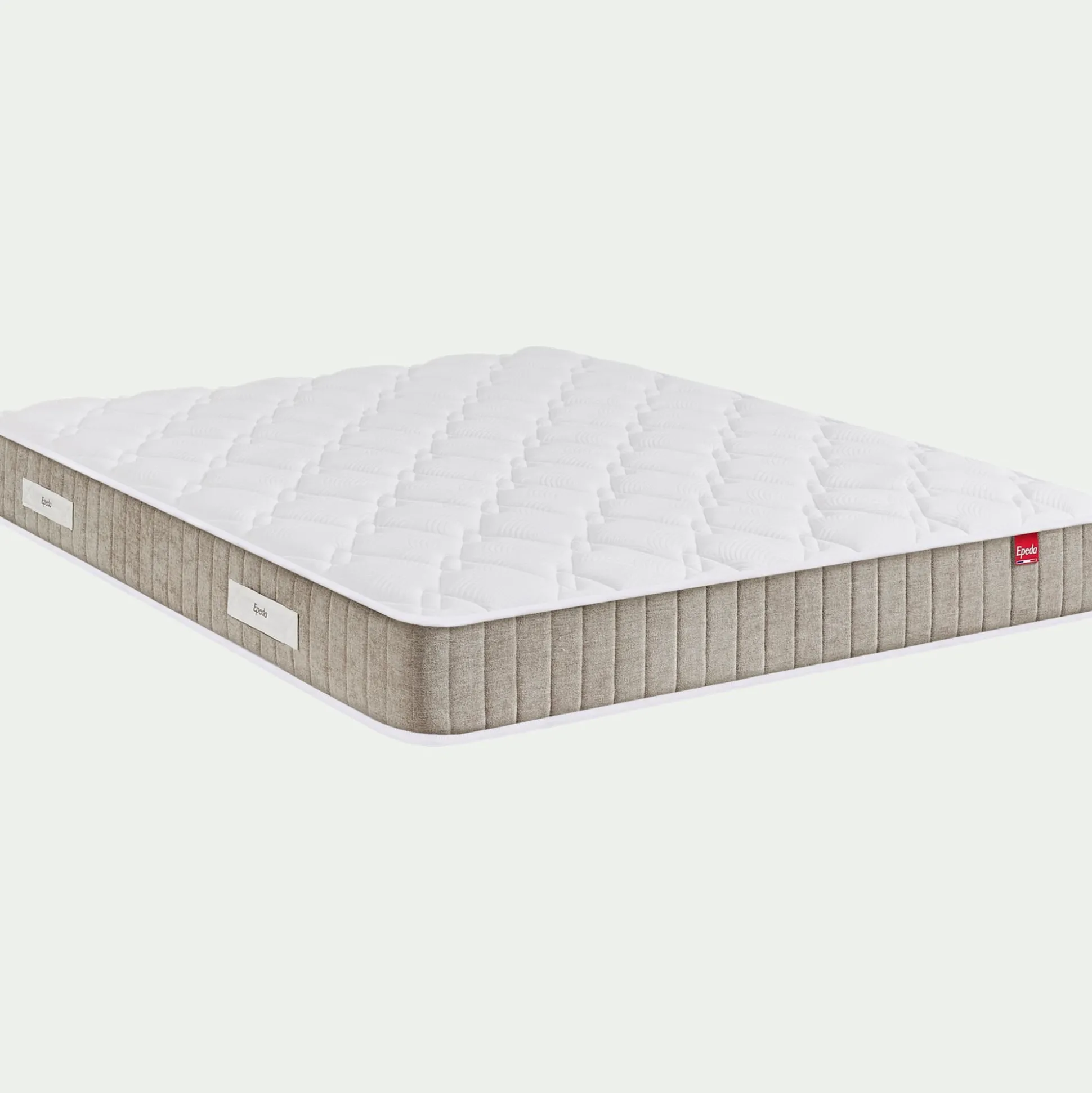 Ensemble matelas ressorts+sommier ferme Epeda H68cm 2x80x200cm - grège