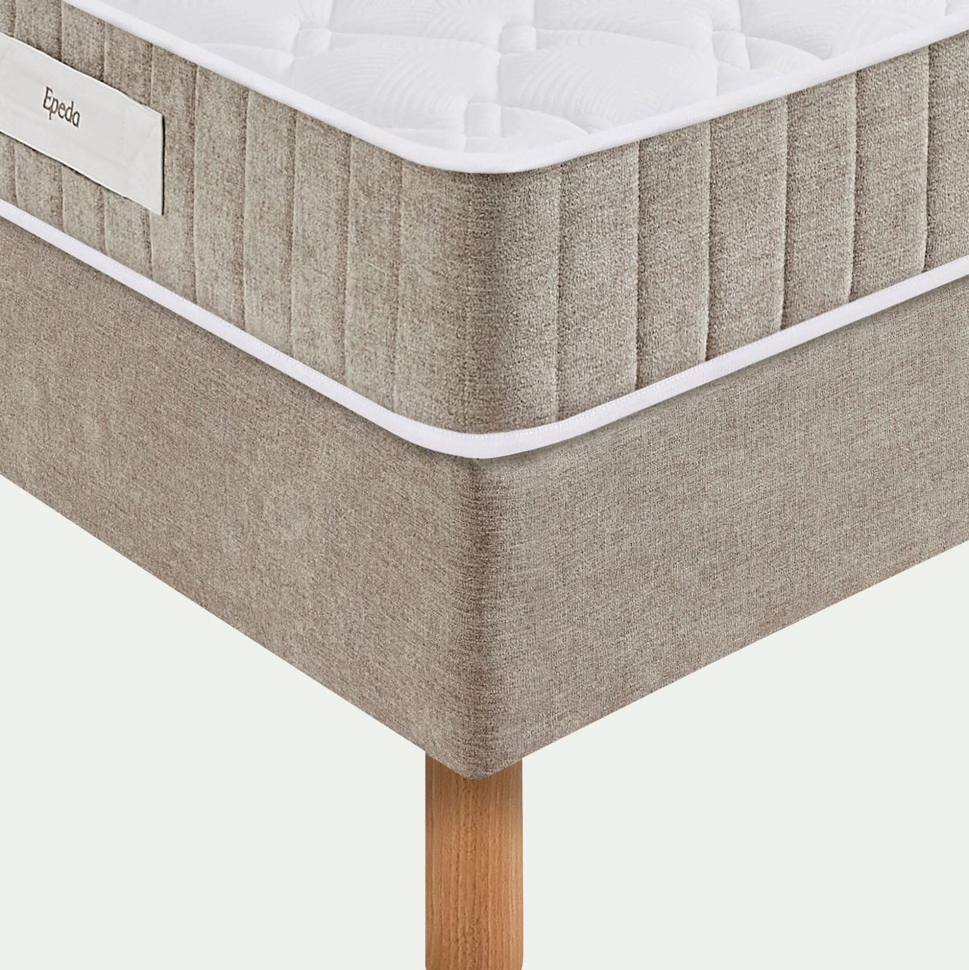Ensemble matelas ressorts+sommier ferme Epeda H68cm 2x80x200cm - grège