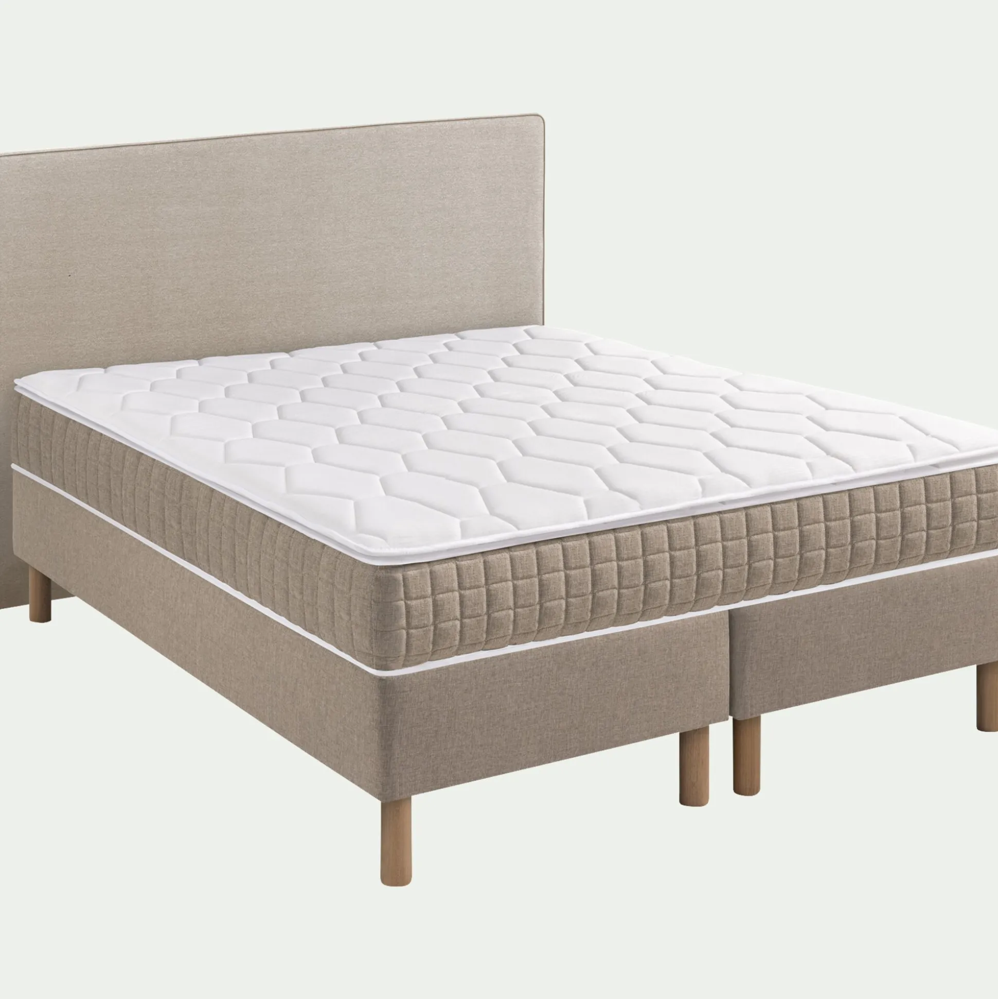 Ensemble matelas ressorts + sommier H24cm alinea 2x80x200cm - beige roucas