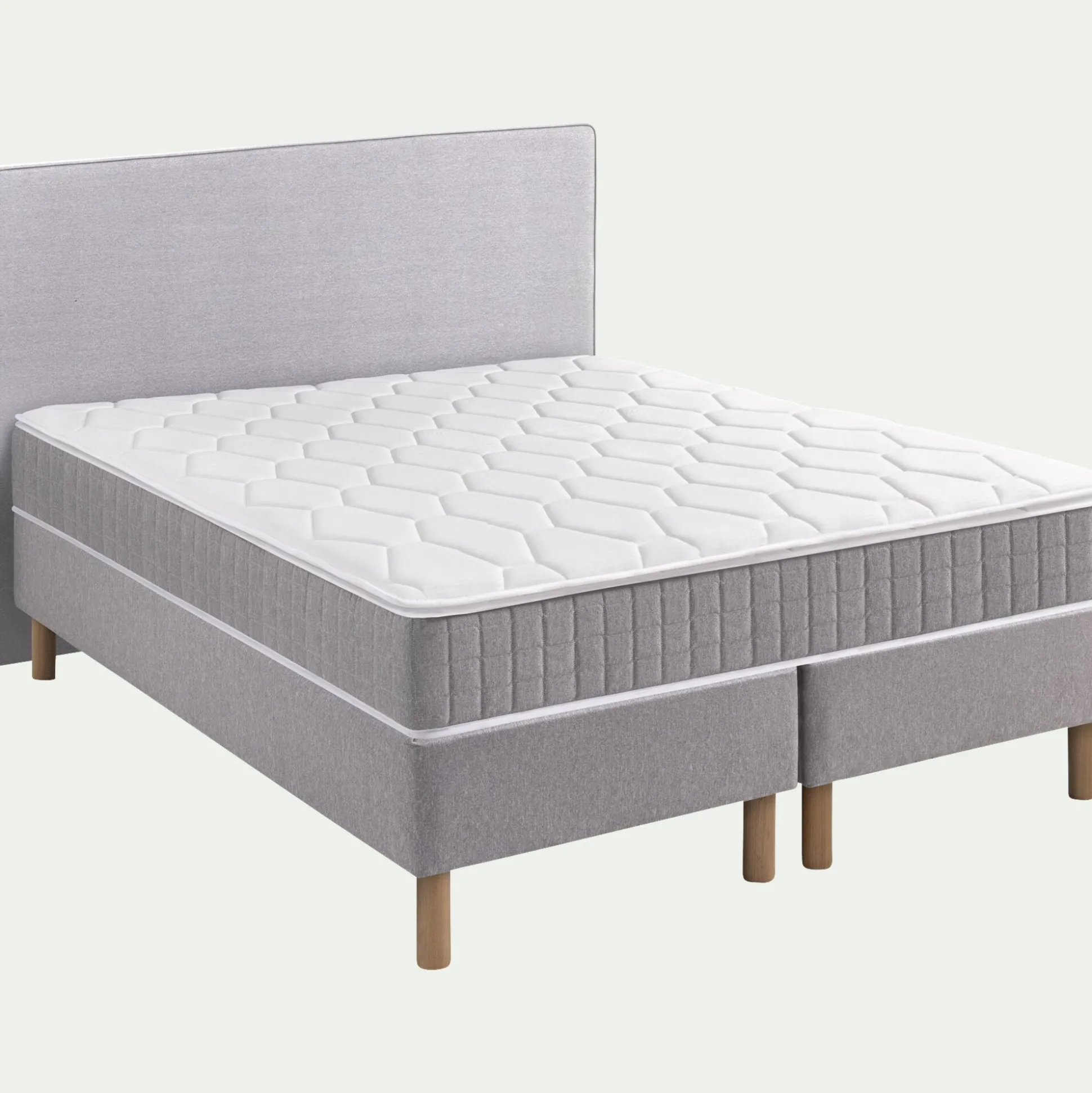Ensemble matelas ressorts + sommier H24cm alinea 2x100x200cm - gris borie