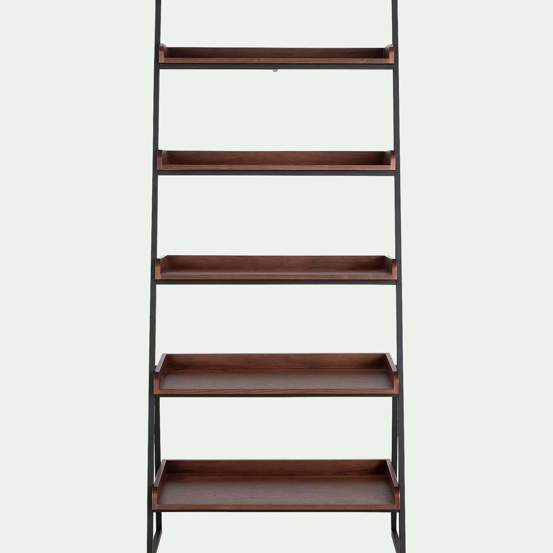 Etagère 5 tablettes plaquée noyer et métal noir - L80cm