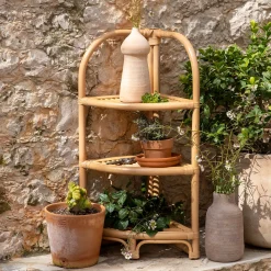 Etagère d'angle en rotin - naturel H81cm