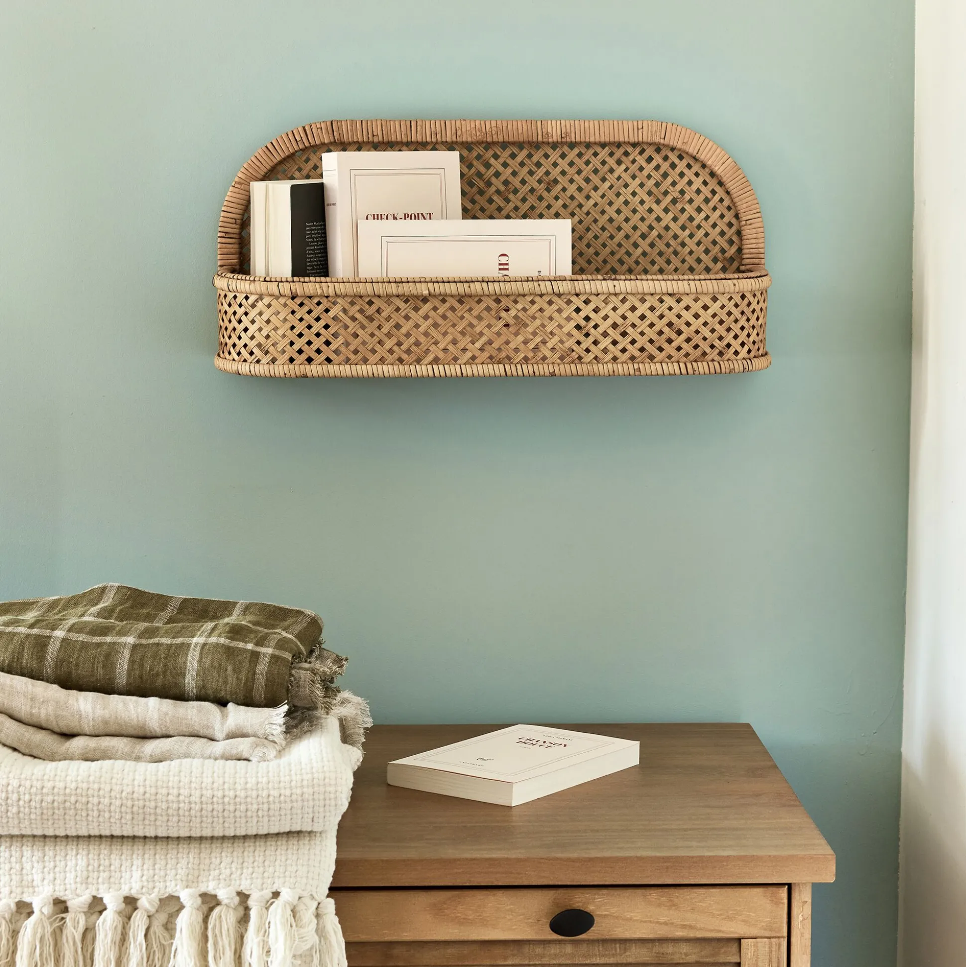 Etagère murale en bambou - naturel L56xl14xH24cm