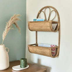Etagère murale en rotin - naturel L40,5xl16,5xH63cm