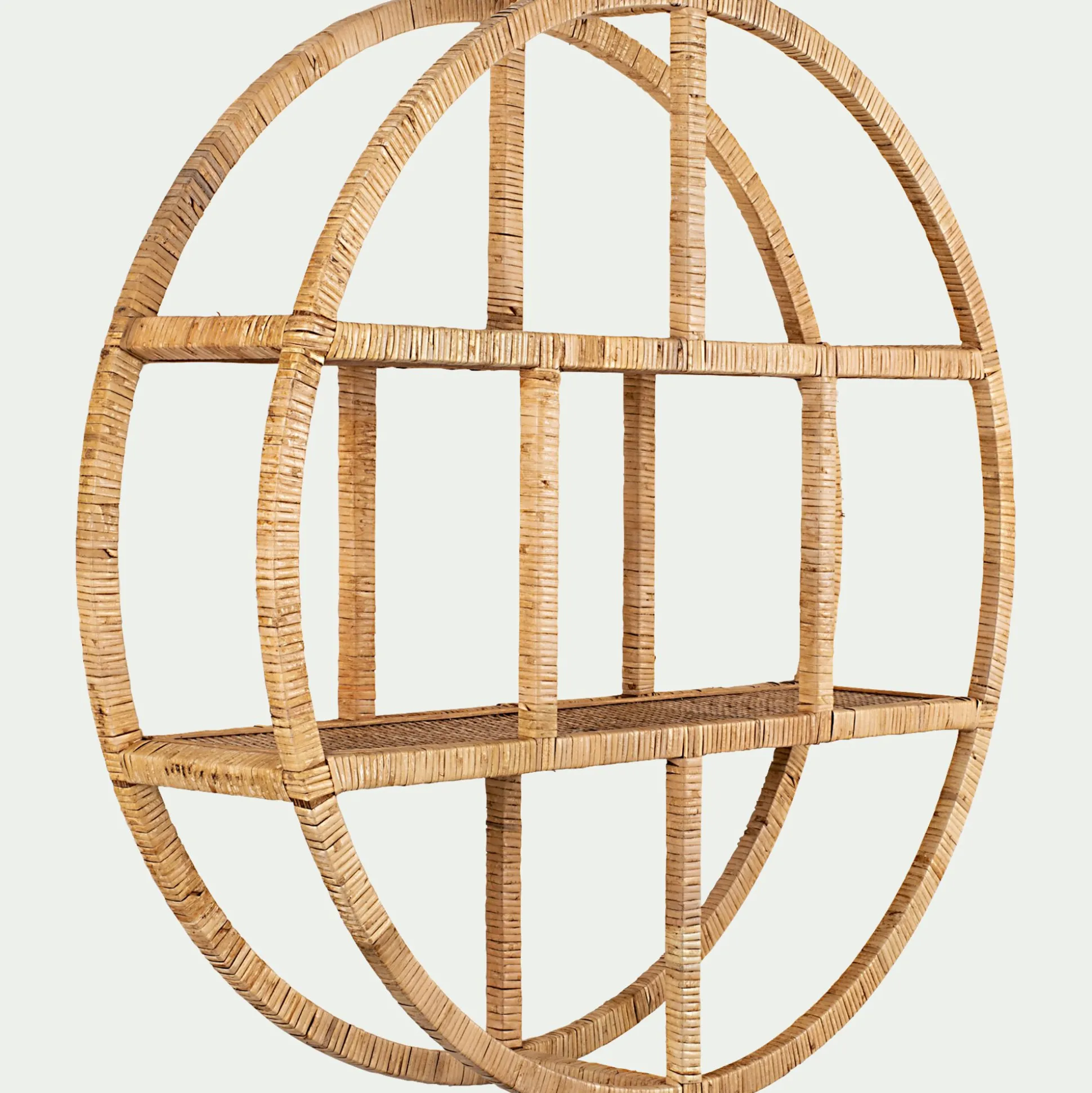 Etagère murale ronde en rotin - naturel D79cm