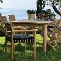 Fauteuil de jardin à sangles en teck - bois clair