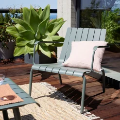 Fauteuil de jardin aluminium avec accoudoirs vert cèdre