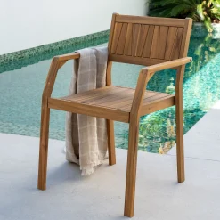 Fauteuil de jardin avec accoudoirs en acacia huilé - bois clair