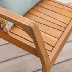 Fauteuil de jardin avec accoudoirs en acacia huilé - bois clair