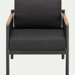 Fauteuil de jardin en aluminium et corde - noir