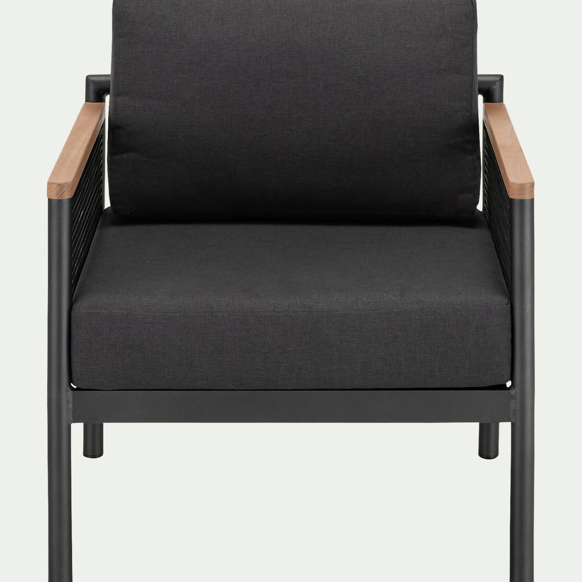 Fauteuil de jardin en aluminium et corde - noir