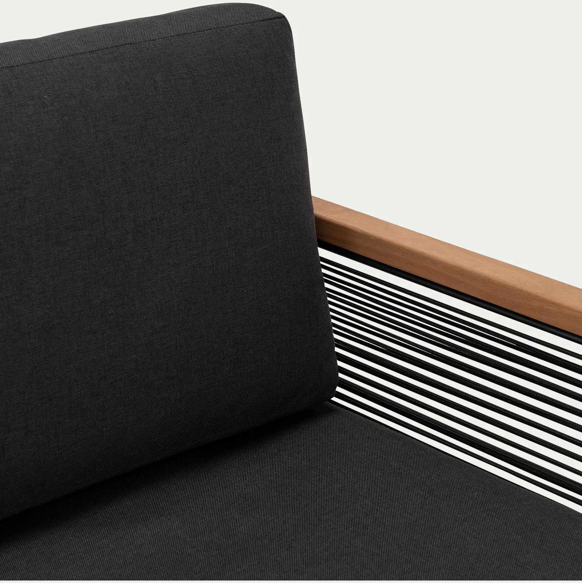 Fauteuil de jardin en aluminium et corde - noir