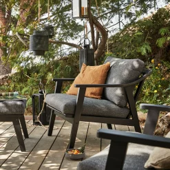 Fauteuil de jardin en bois d'eucalyptus - noir