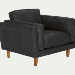 Fauteuil en cuir de vachette noir